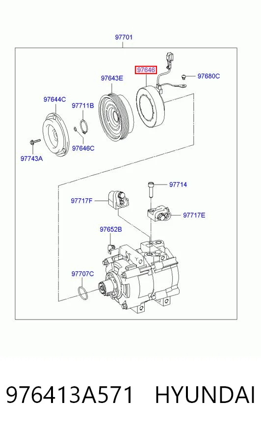 Acoplamento (bobina magnética) do compressor de aparelho de ar condicionado Hyundai Sonata IV EF ao melhor preço