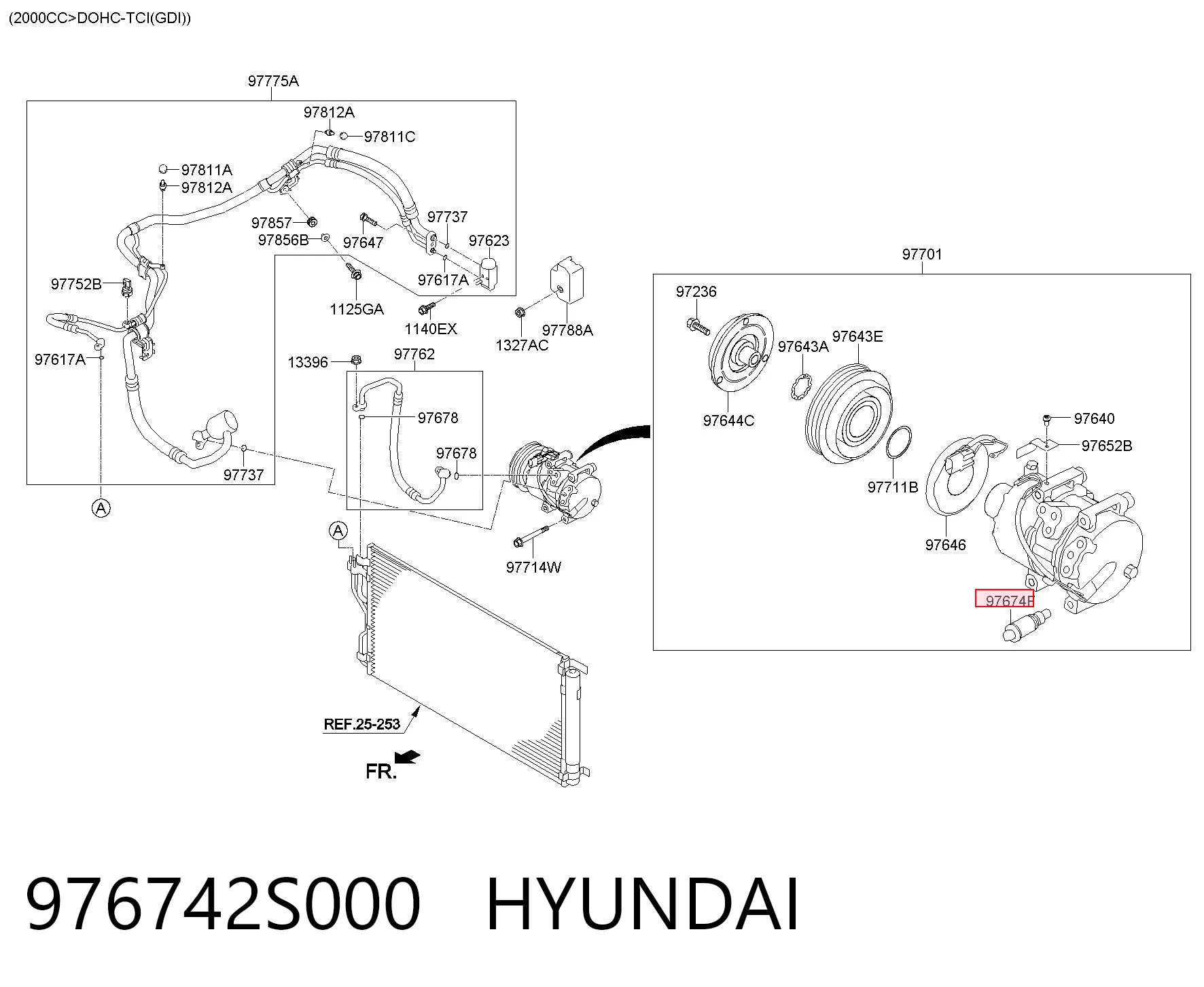 976742S000 Hyundai/Kia Válvula do compressor de aparelho de ar condicionado