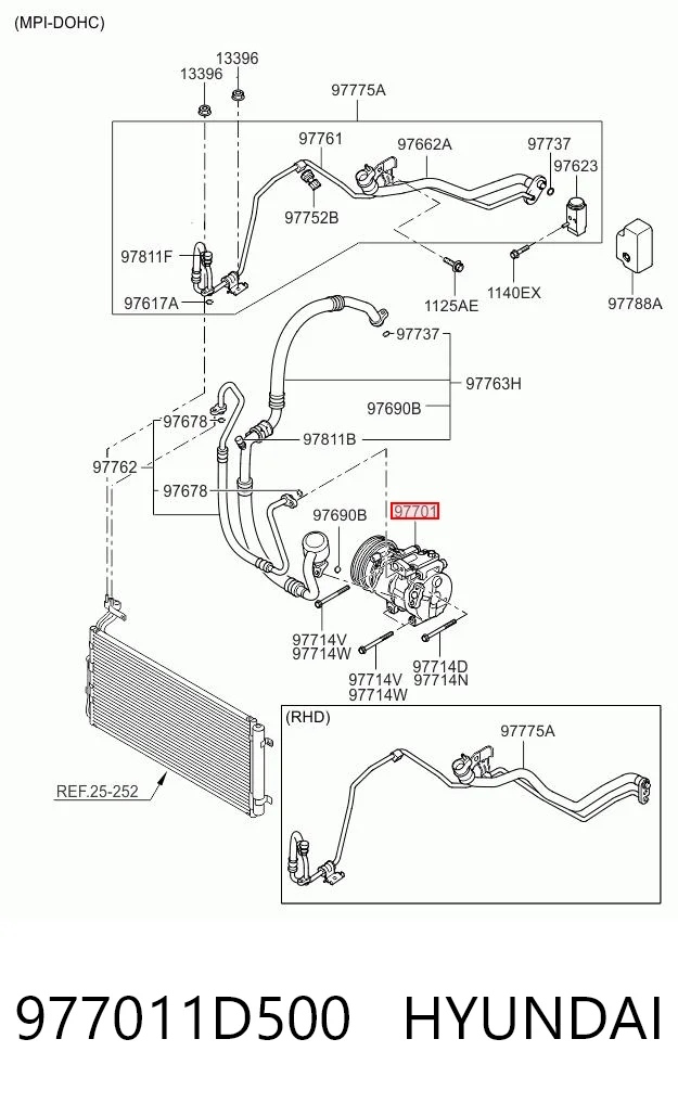 977011D500 Hyundai/Kia Compressor de aparelho de ar condicionado