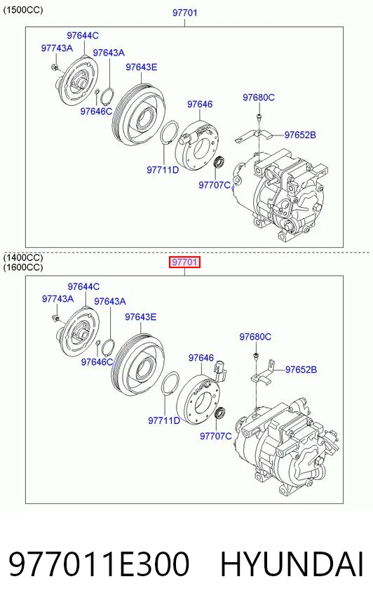 977011E300 Hyundai/Kia Compressor de aparelho de ar condicionado