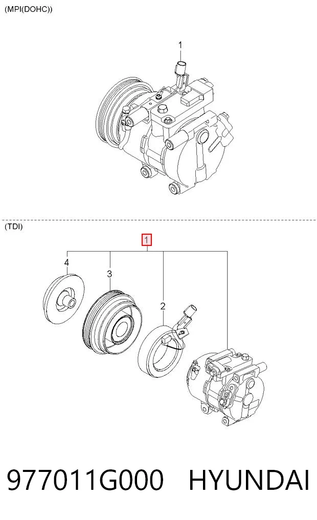 977011G000 Hyundai/Kia Compressor de aparelho de ar condicionado