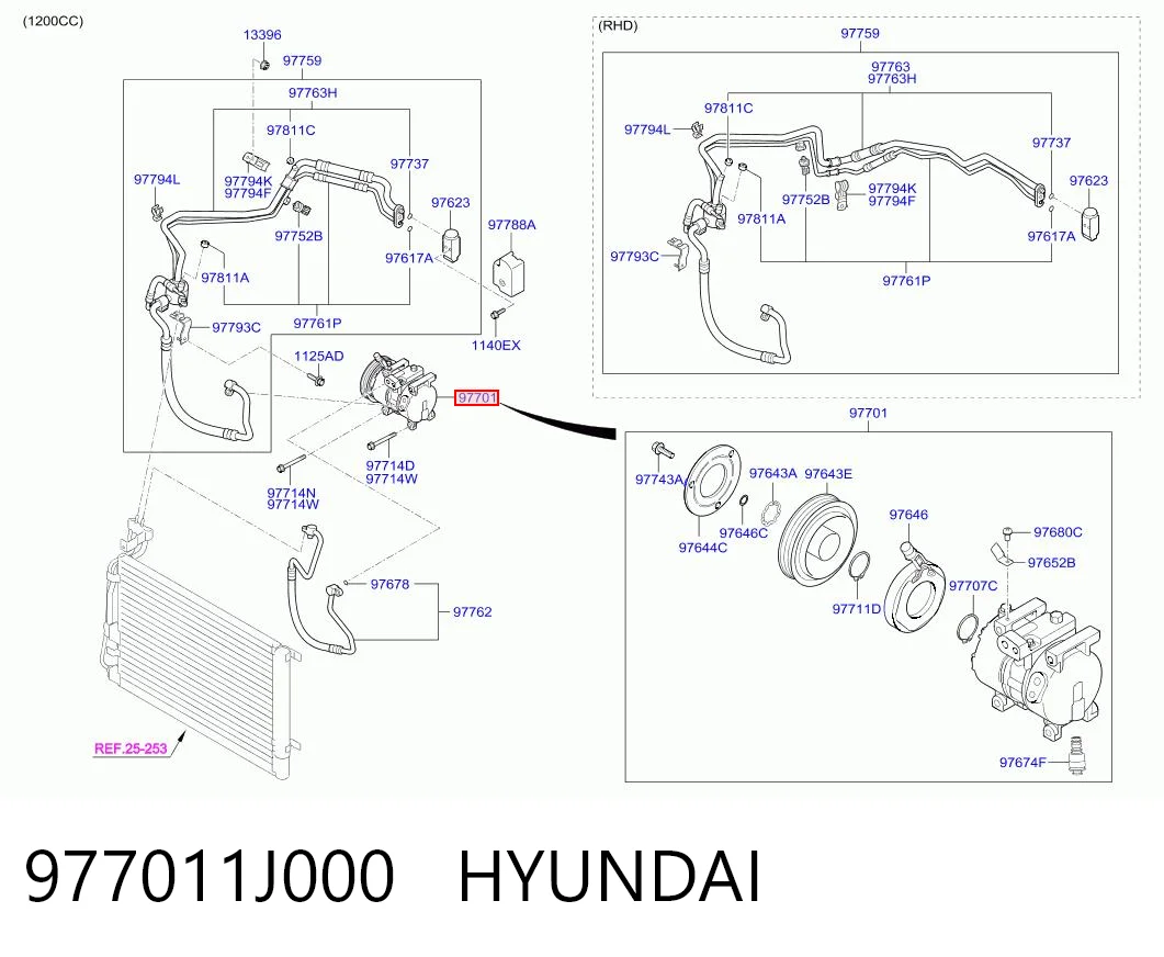 977011J000 Hyundai/Kia Compressor de aparelho de ar condicionado