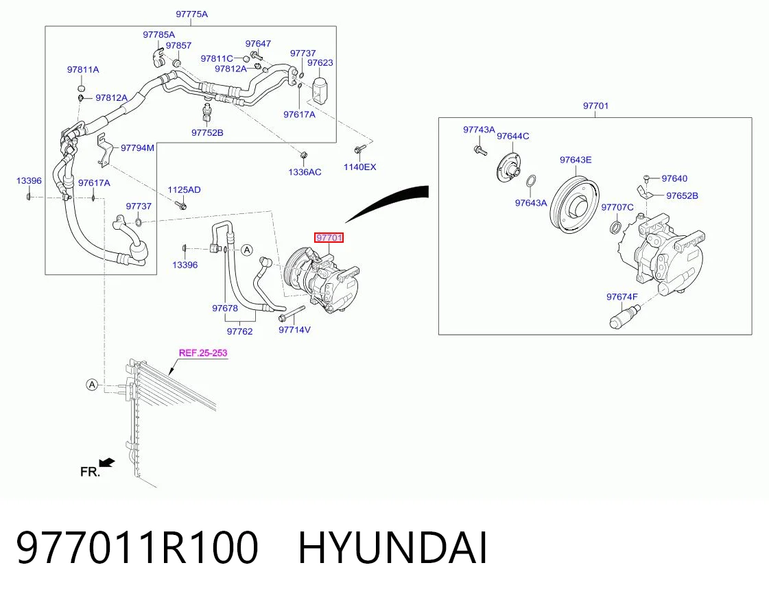 977011R100 Hyundai/Kia Compressor de aparelho de ar condicionado