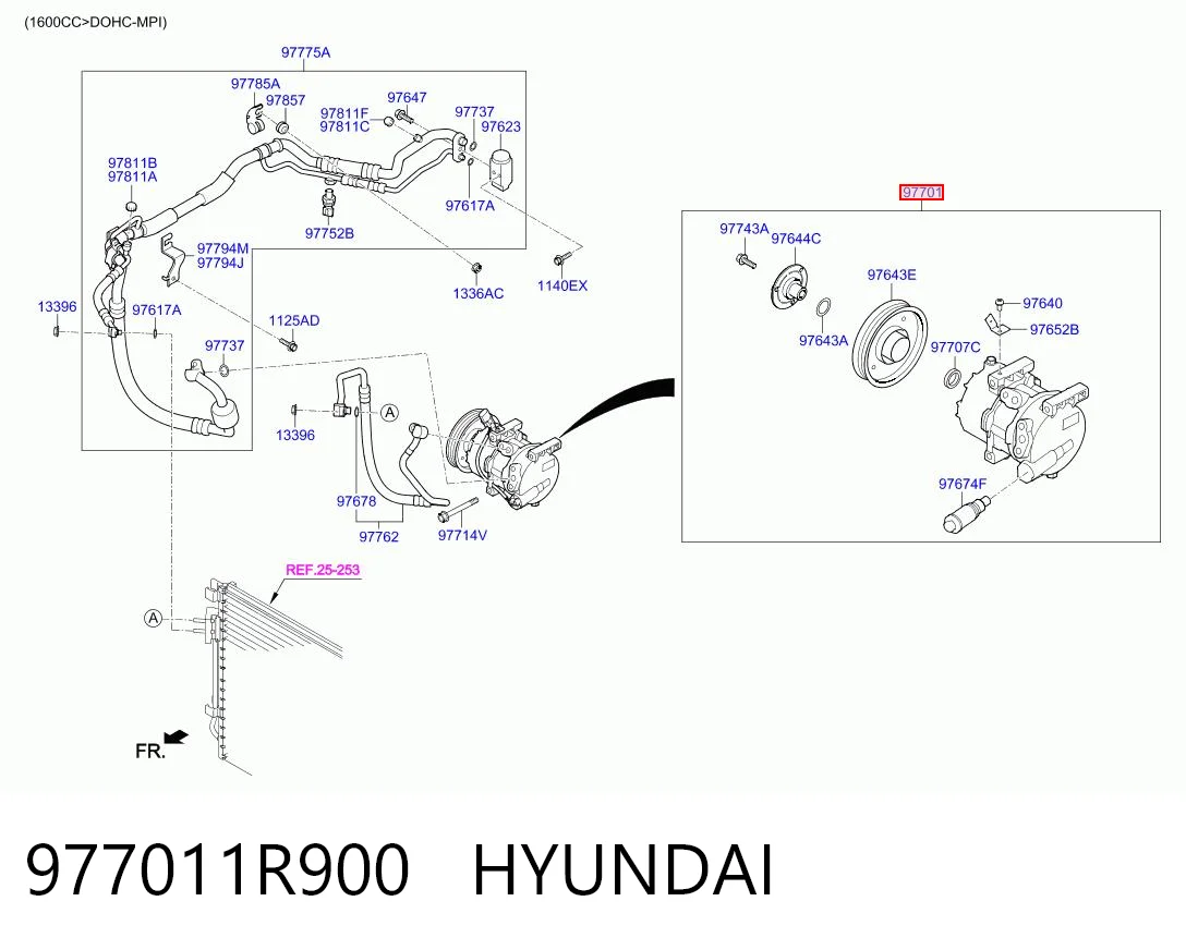 Compressor de aparelho de ar condicionado para Hyundai Accent IV SB