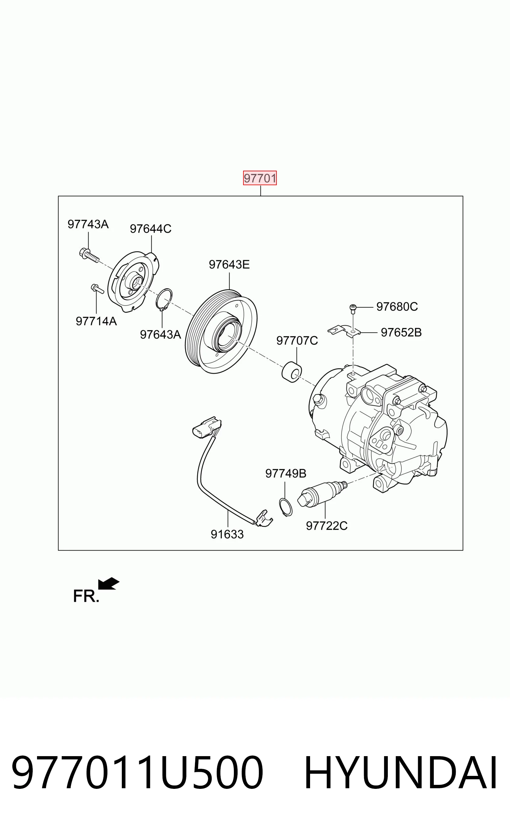 977011U500 Hyundai/Kia Compressor de aparelho de ar condicionado
