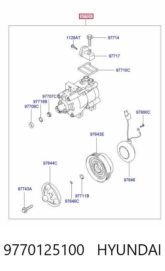 9770125100 Hyundai/Kia Compressor de aparelho de ar condicionado