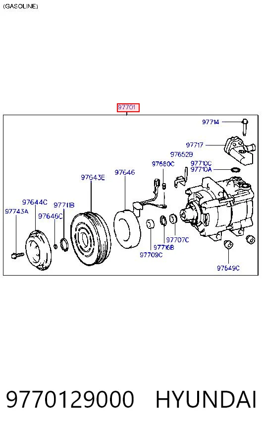 9770129000 Hyundai/Kia Compressor de aparelho de ar condicionado