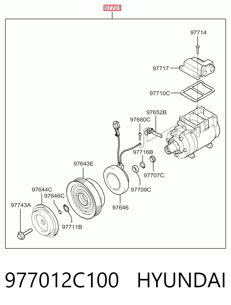 977012C100 Hyundai/Kia Compressor de aparelho de ar condicionado