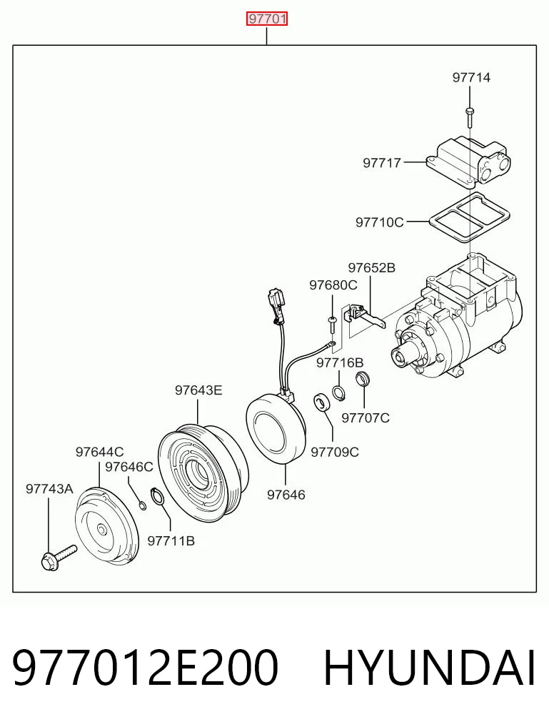 977012E200 Hyundai/Kia Compressor de aparelho de ar condicionado