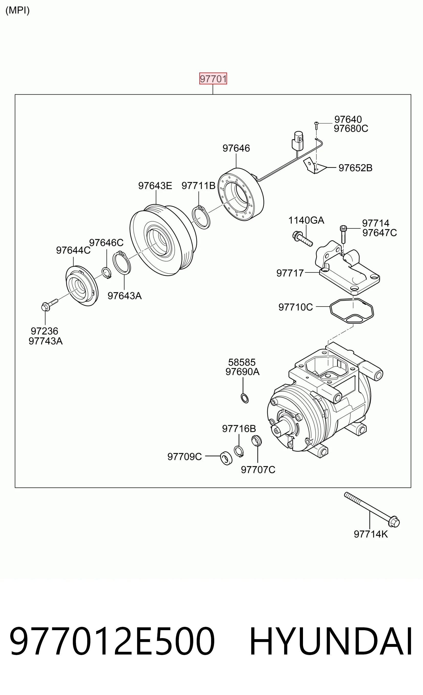 977012E500 Hyundai/Kia Compressor de aparelho de ar condicionado