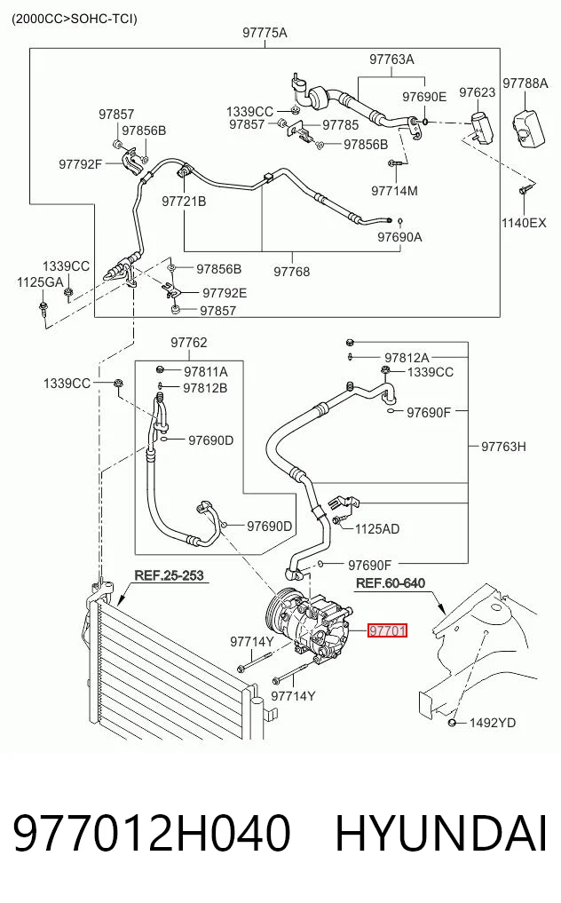 977012H040 Hyundai/Kia Compressor de aparelho de ar condicionado