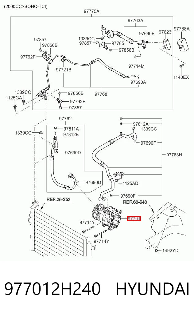 977012H240 Hyundai/Kia Compressor de aparelho de ar condicionado
