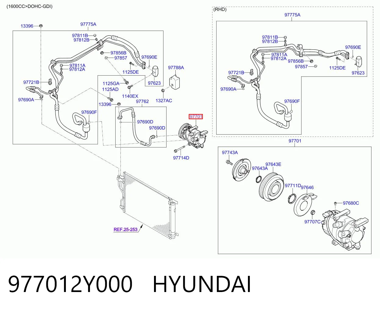 977012Y000 Hyundai/Kia Compressor de aparelho de ar condicionado