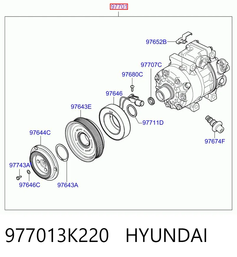 977013K220 Hyundai/Kia Compressor de aparelho de ar condicionado
