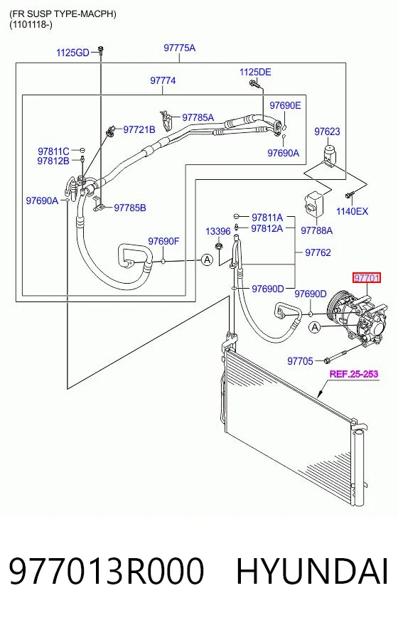 977013R000 Hyundai/Kia Compressor de aparelho de ar condicionado