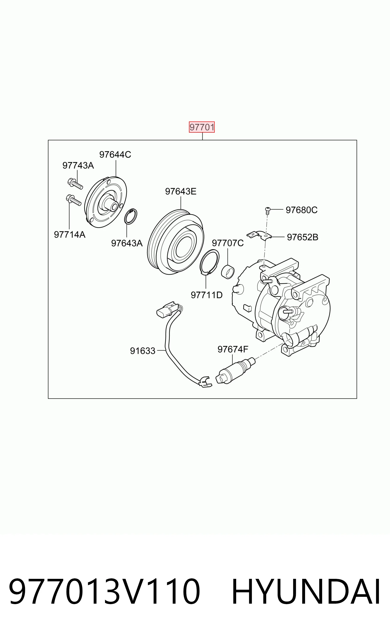 977013V110 Hyundai/Kia Compressor de aparelho de ar condicionado