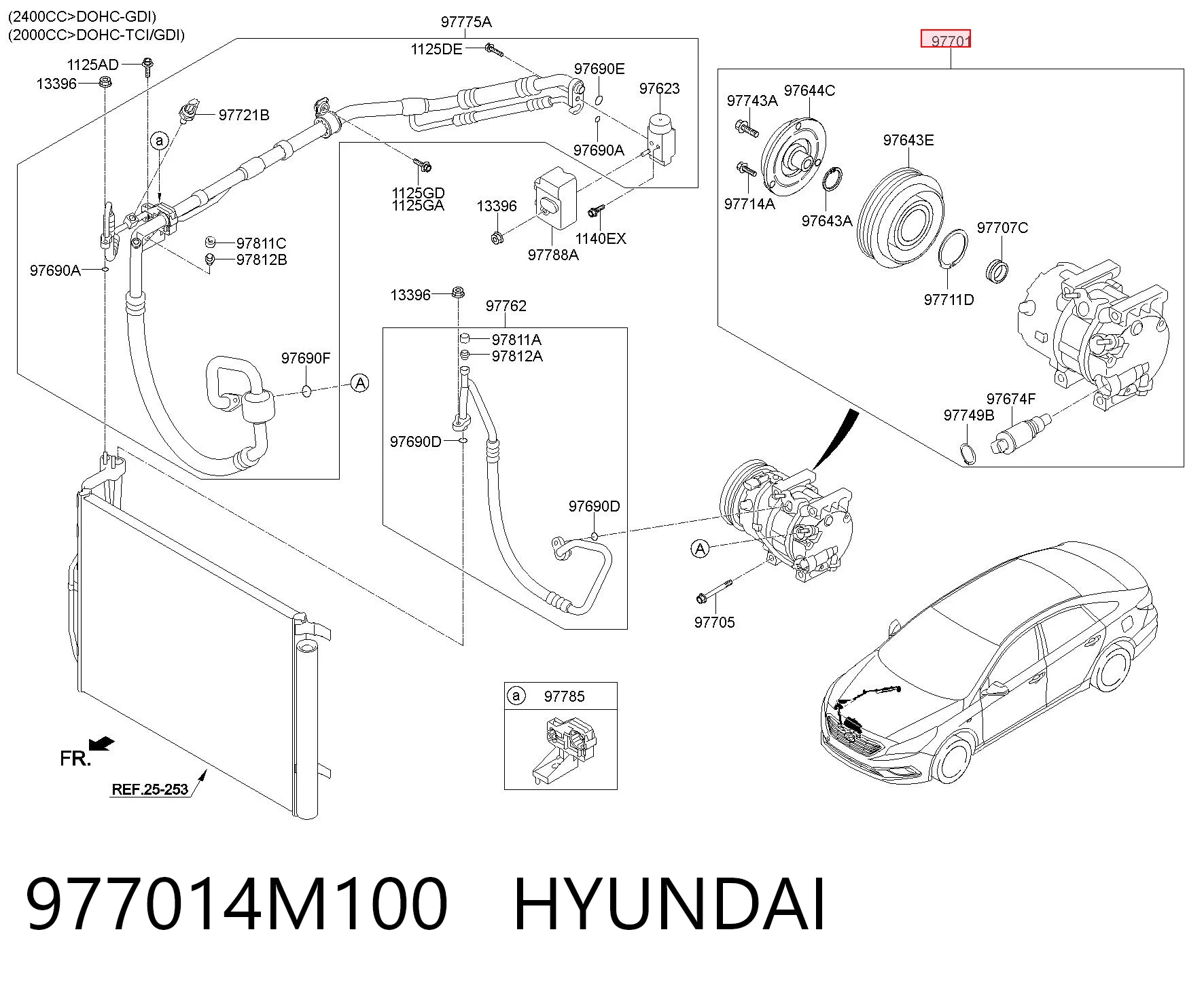 977014M100 Hyundai/Kia Compressor de aparelho de ar condicionado