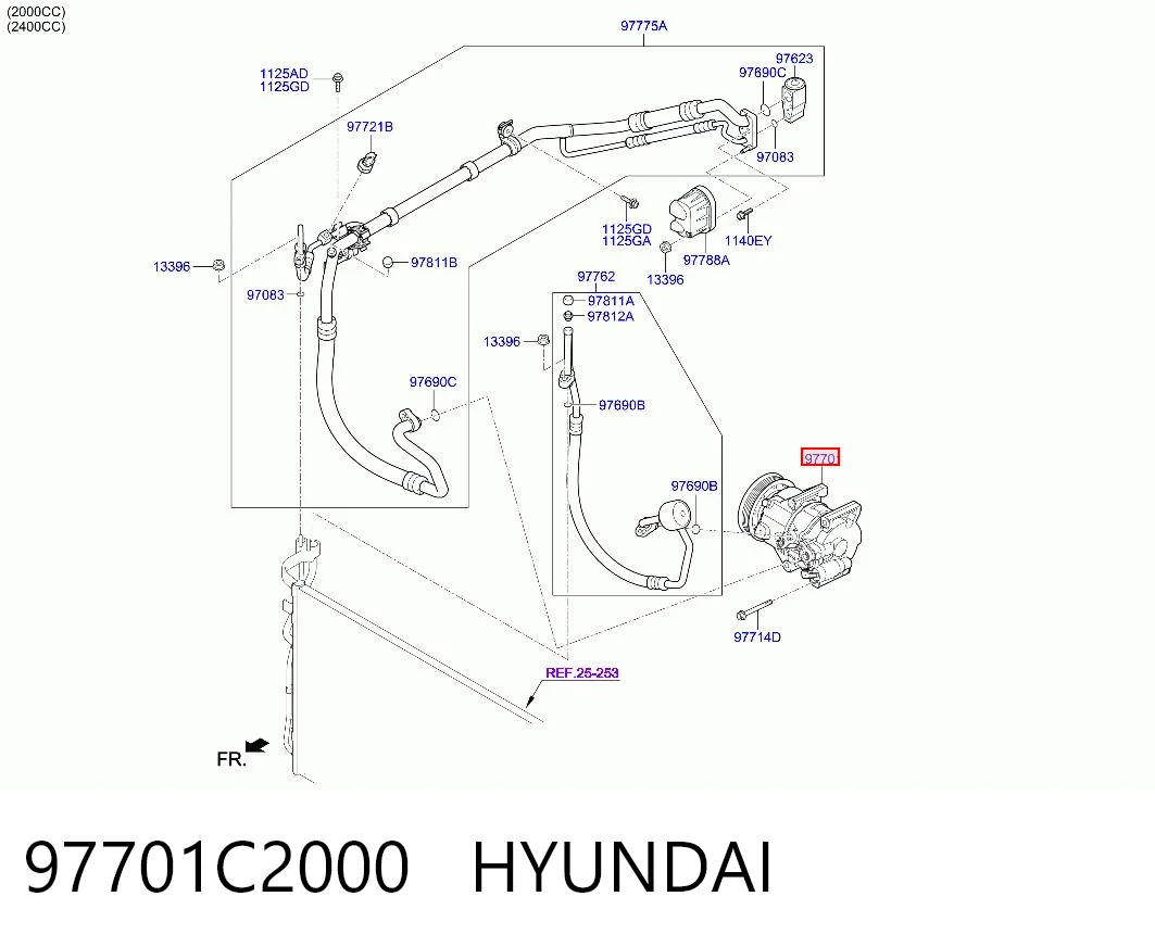 97701C2000 Hyundai/Kia Compressor de aparelho de ar condicionado