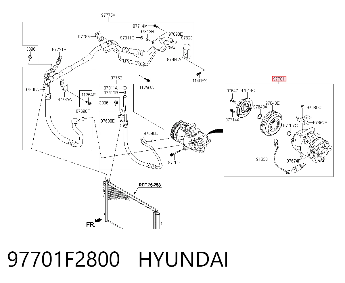 97701F2800 Hyundai/Kia Compressor de aparelho de ar condicionado
