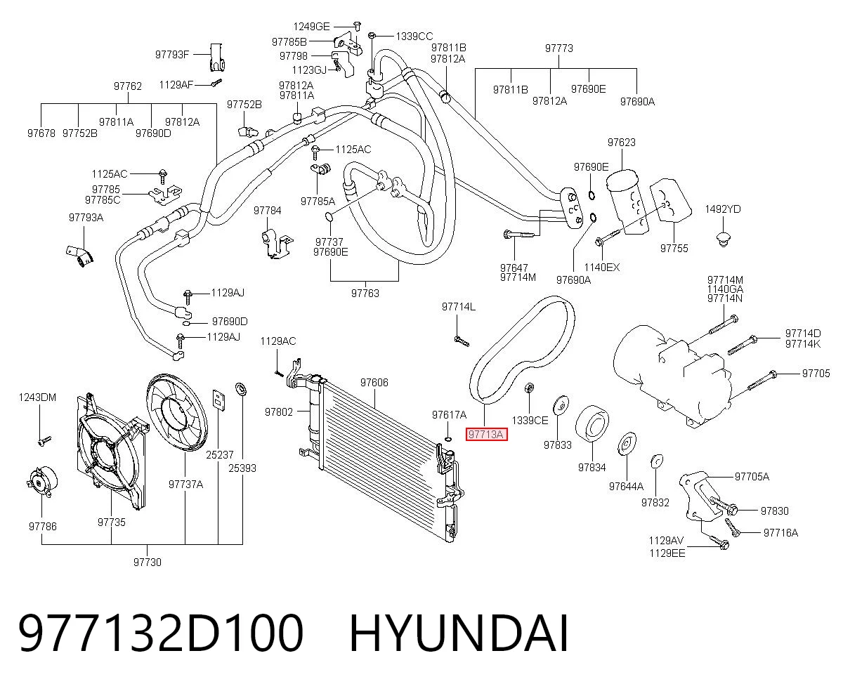 977132D100 Hyundai/Kia Correia dos conjuntos de transmissão
