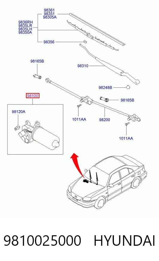 Motor de limpador pára-brisas do pára-brisas Hyundai Coupe I RD ao melhor preço
