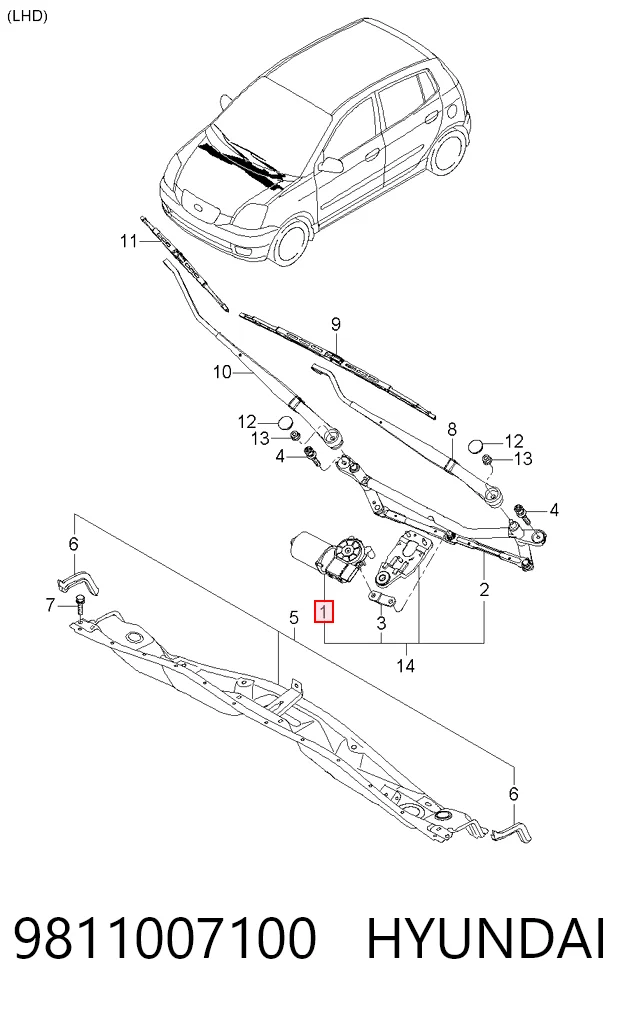 Motor de limpador pára-brisas do pára-brisas KIA Picanto  BA ao melhor preço
