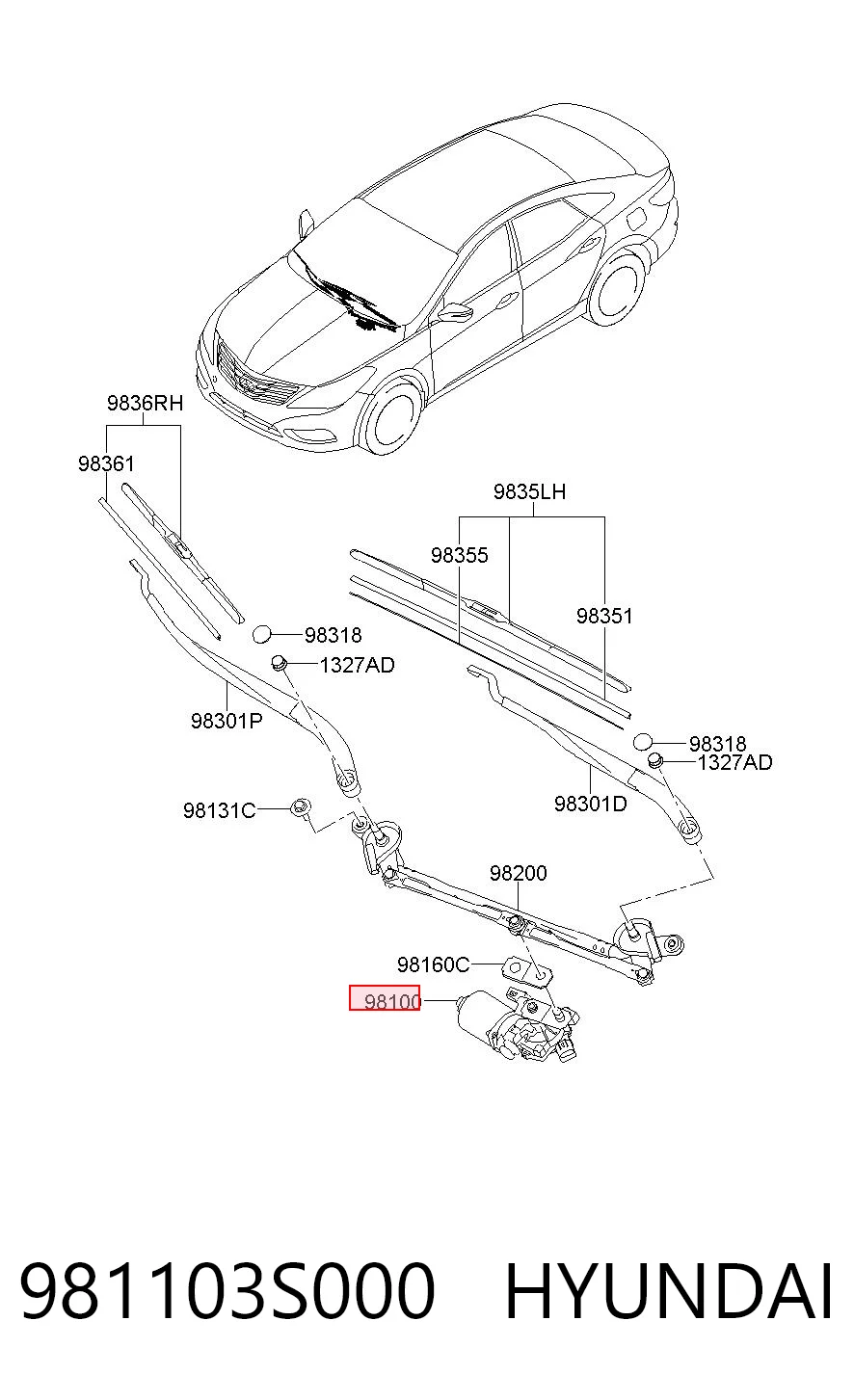 Motor de limpador pára-brisas do pára-brisas Hyundai Sonata VI YF ao melhor preço