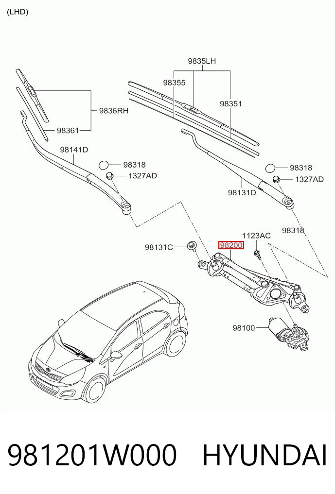 Trapézio de limpador pára-brisas KIA Rio III UB ao melhor preço
