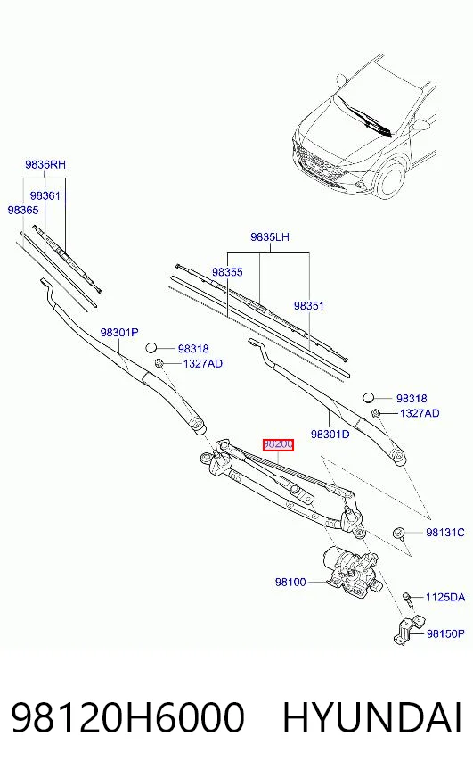Trapézio de limpador pára-brisas Hyundai Accent HC ao melhor preço