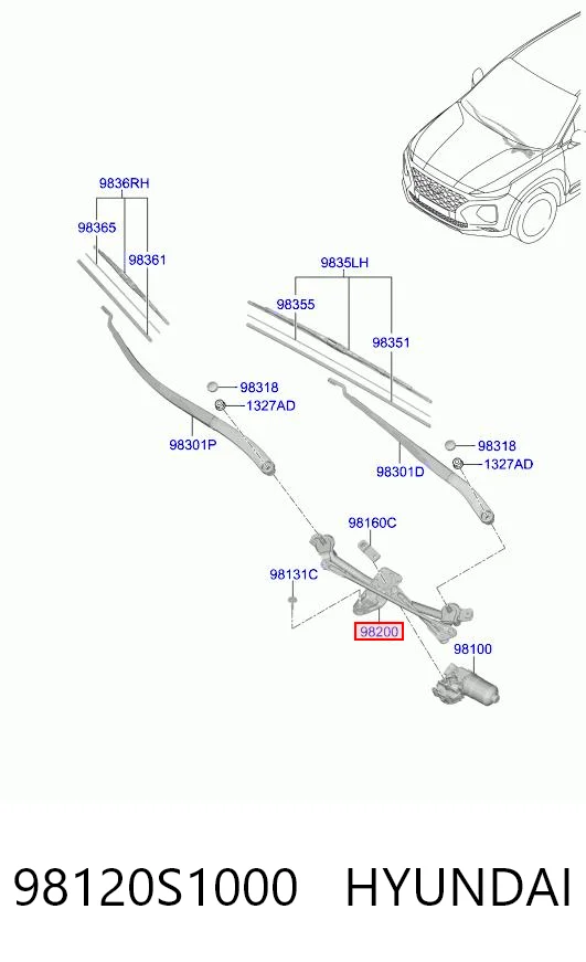Motor de limpador pára-brisas do pára-brisas para KIA Sorento III UM
