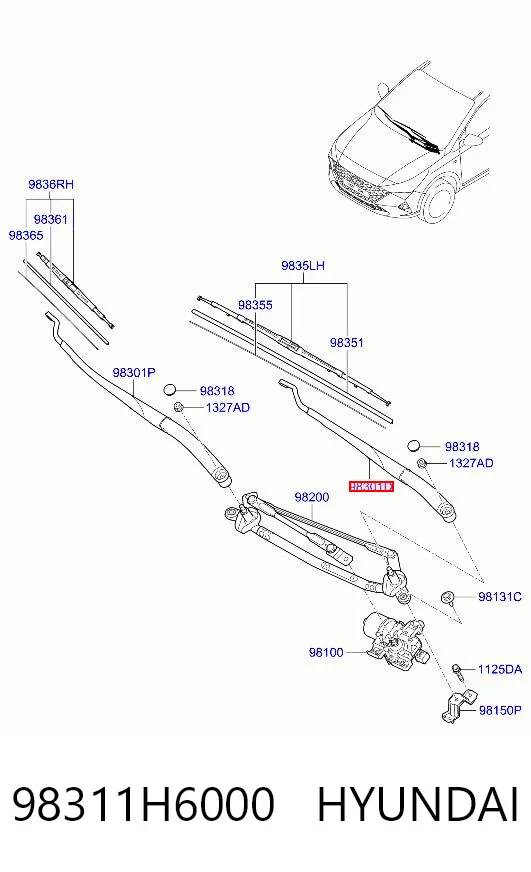 Braço de limpa-pára-brisas do pára-brisas Hyundai Accent  HC ao melhor preço