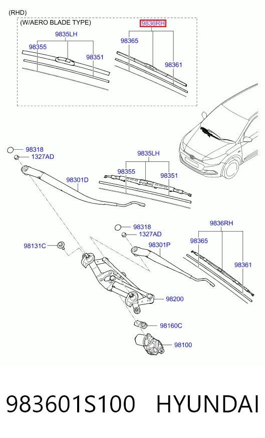 Limpa-pára-brisas do pára-brisas de condutor Lexus LS 460/460L USF4