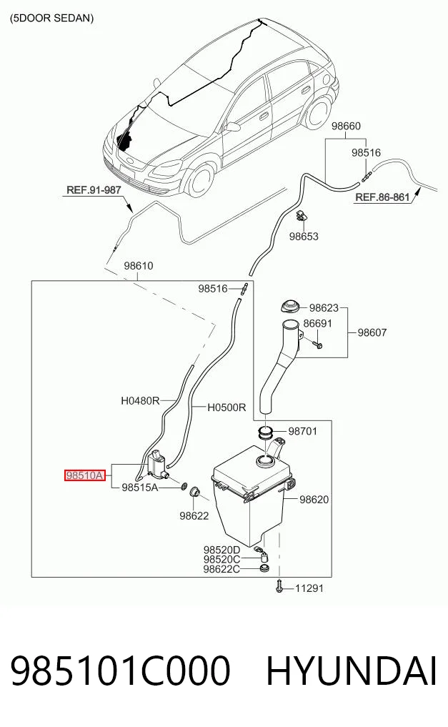 985101C000 Hyundai/Kia Bomba de motor de fluido para lavador de vidro dianteiro