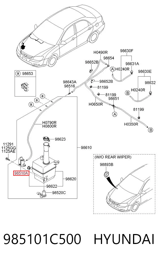 985101C500 Hyundai/Kia Bomba de motor de fluido para lavador de vidro dianteiro