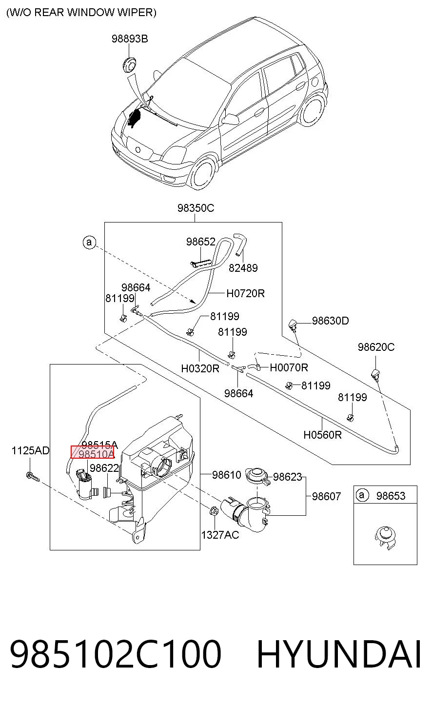 985102C100 Hyundai/Kia Bomba de motor de fluido para lavador de vidro dianteiro