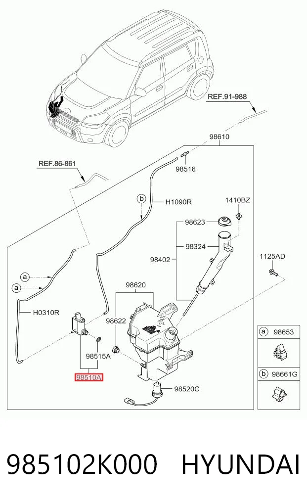 985102K000 Hyundai/Kia Bomba de motor de fluido para lavador de vidro dianteiro