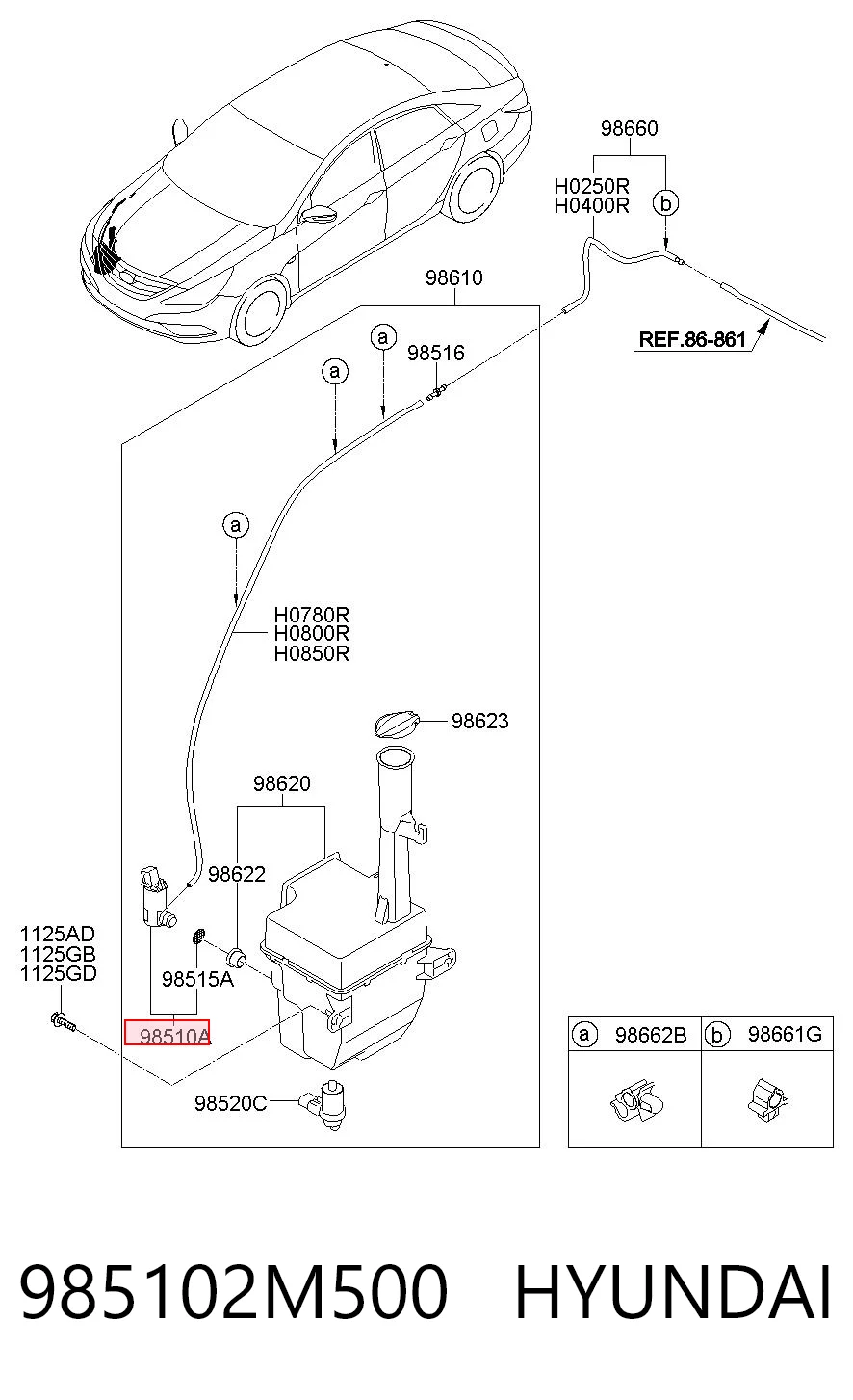 985102M500 Hyundai/Kia Bomba de motor de fluido para lavador de vidro dianteiro