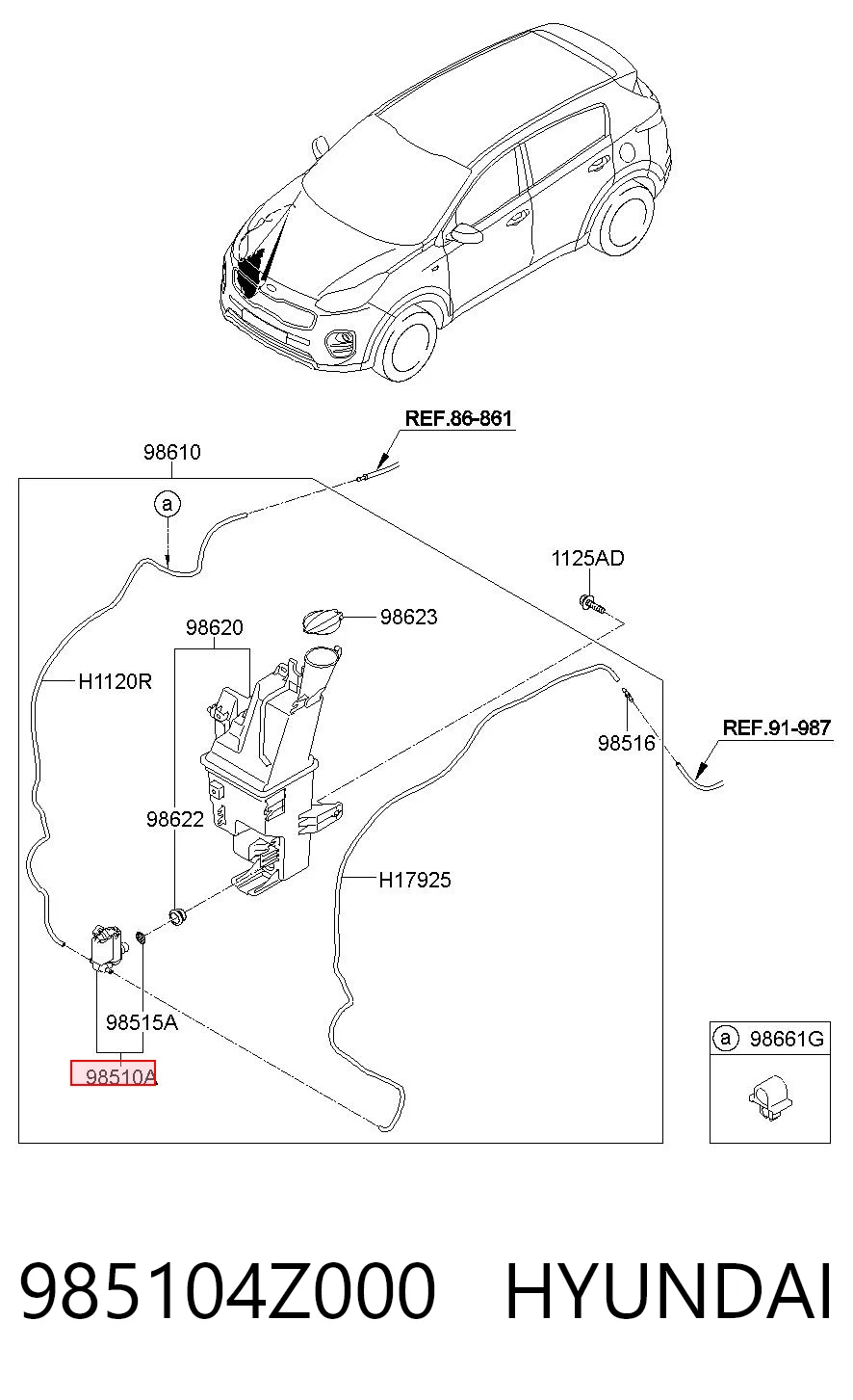 985104Z000 Hyundai/Kia Bomba de motor de fluido para lavador de vidro dianteiro/traseiro