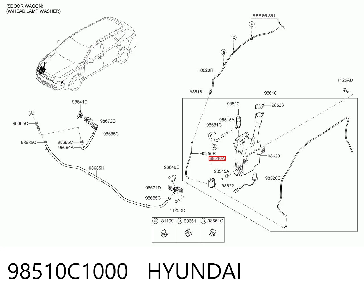 98510C1000 Hyundai/Kia Bomba de motor de fluido para lavador de vidro dianteiro