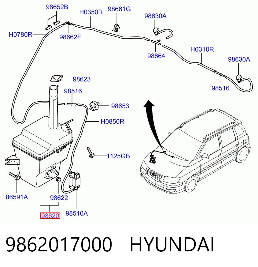 Tanque de fluido para lavador de vidro Hyundai Matrix FC ao melhor preço