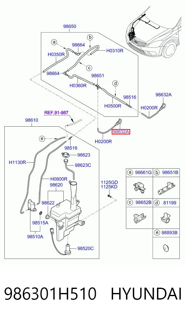 986301H510 Hyundai/Kia Injetor de fluido para lavador de pára-brisas