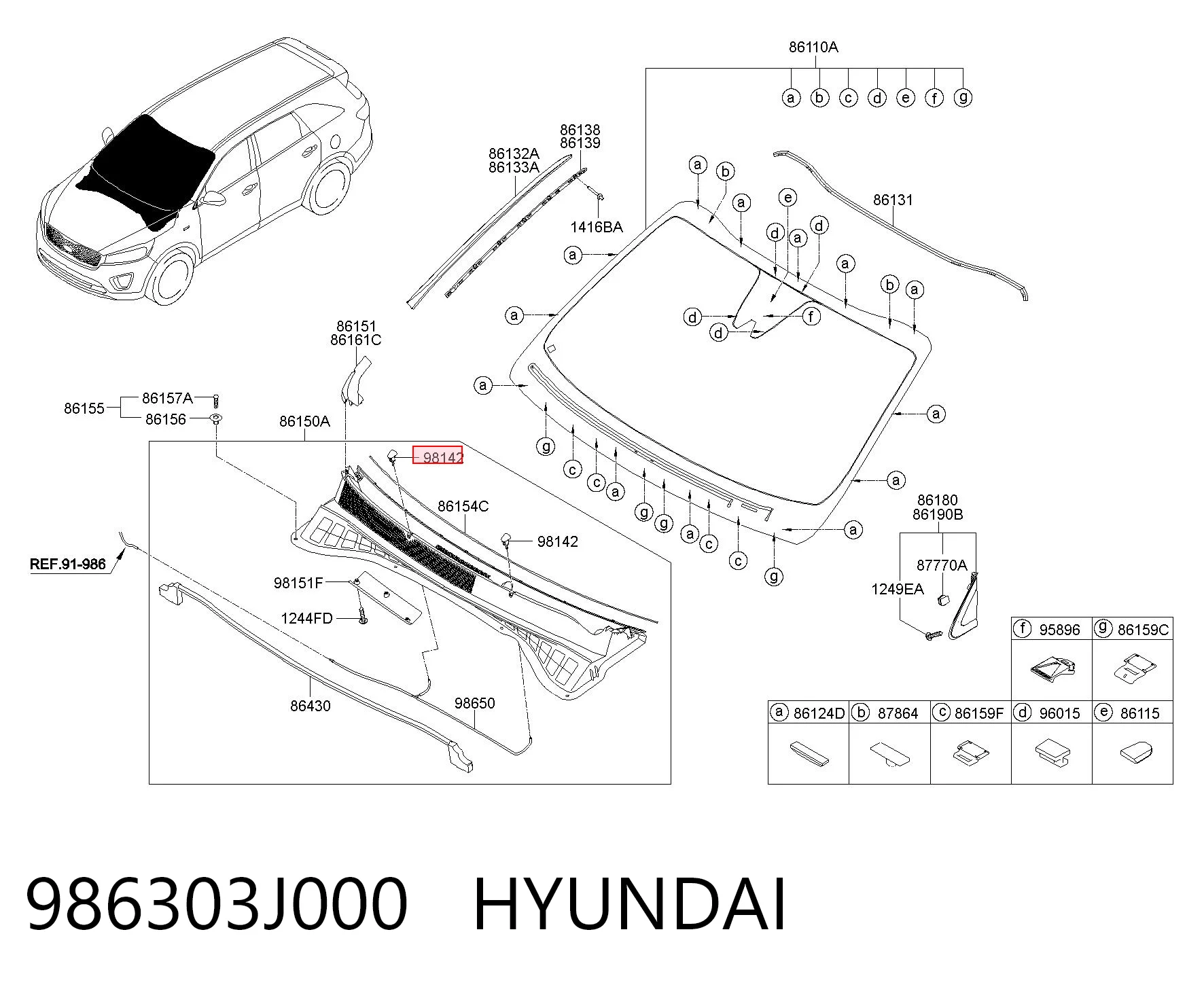 986303J000 Hyundai/Kia Injetor de fluido para lavador de pára-brisas