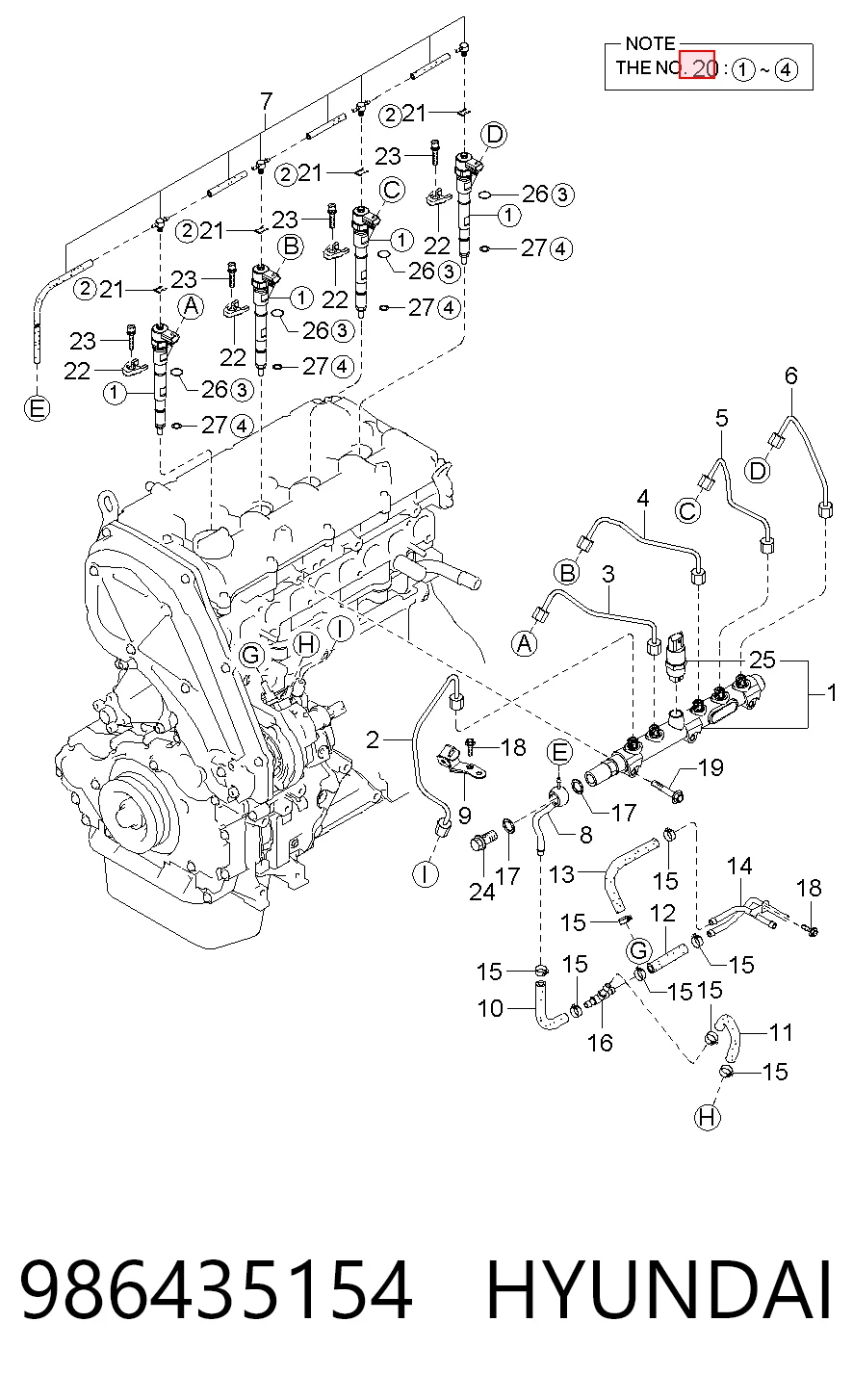 Injetor de injeção de combustível Hyundai H-1 STAREX Starex 