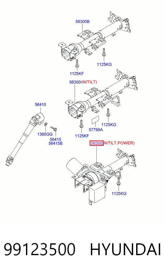 Coluna da direção para Hyundai Getz  