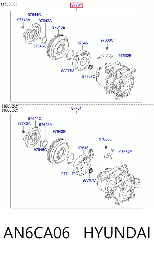 AN6CA06 Hyundai/Kia Compressor de aparelho de ar condicionado
