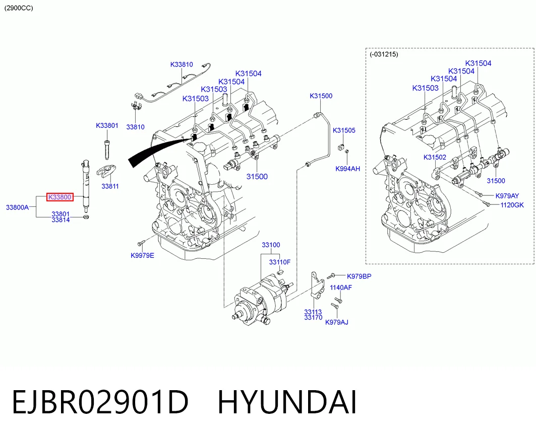 EJBR02901D Hyundai/Kia Injetor de injeção de combustível