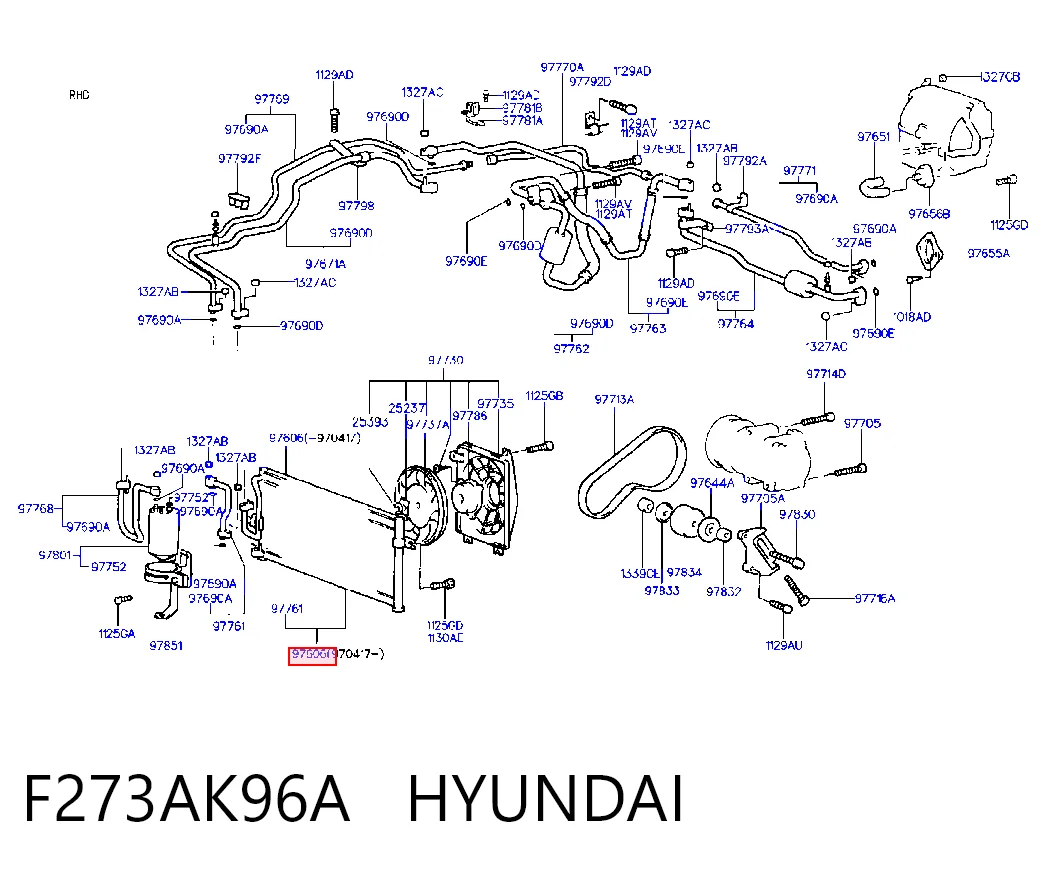  Radiador de aparelho de ar condicionado Hyundai Coupe I coupé (RD) (1996 - 2002) I