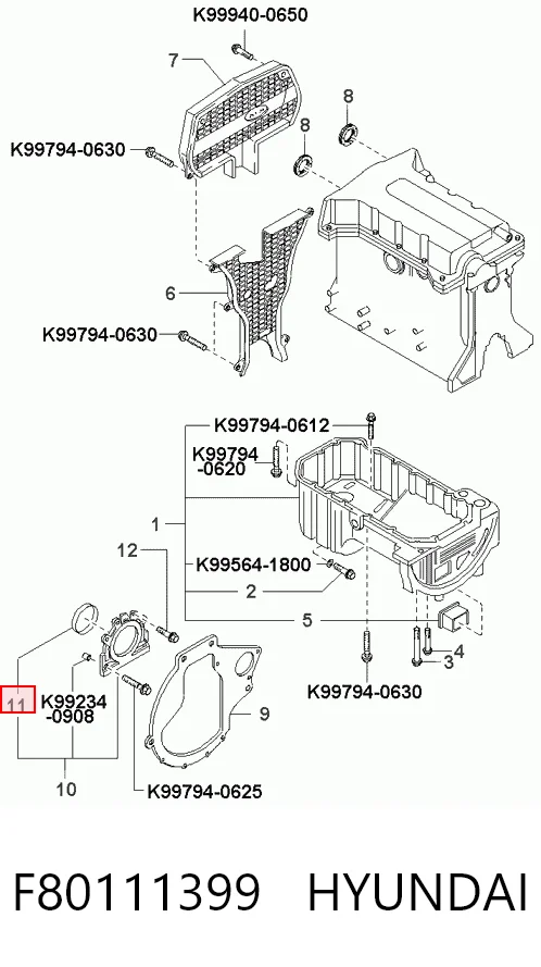 Vedação traseira de cambota de motor KIA Sportage I K00