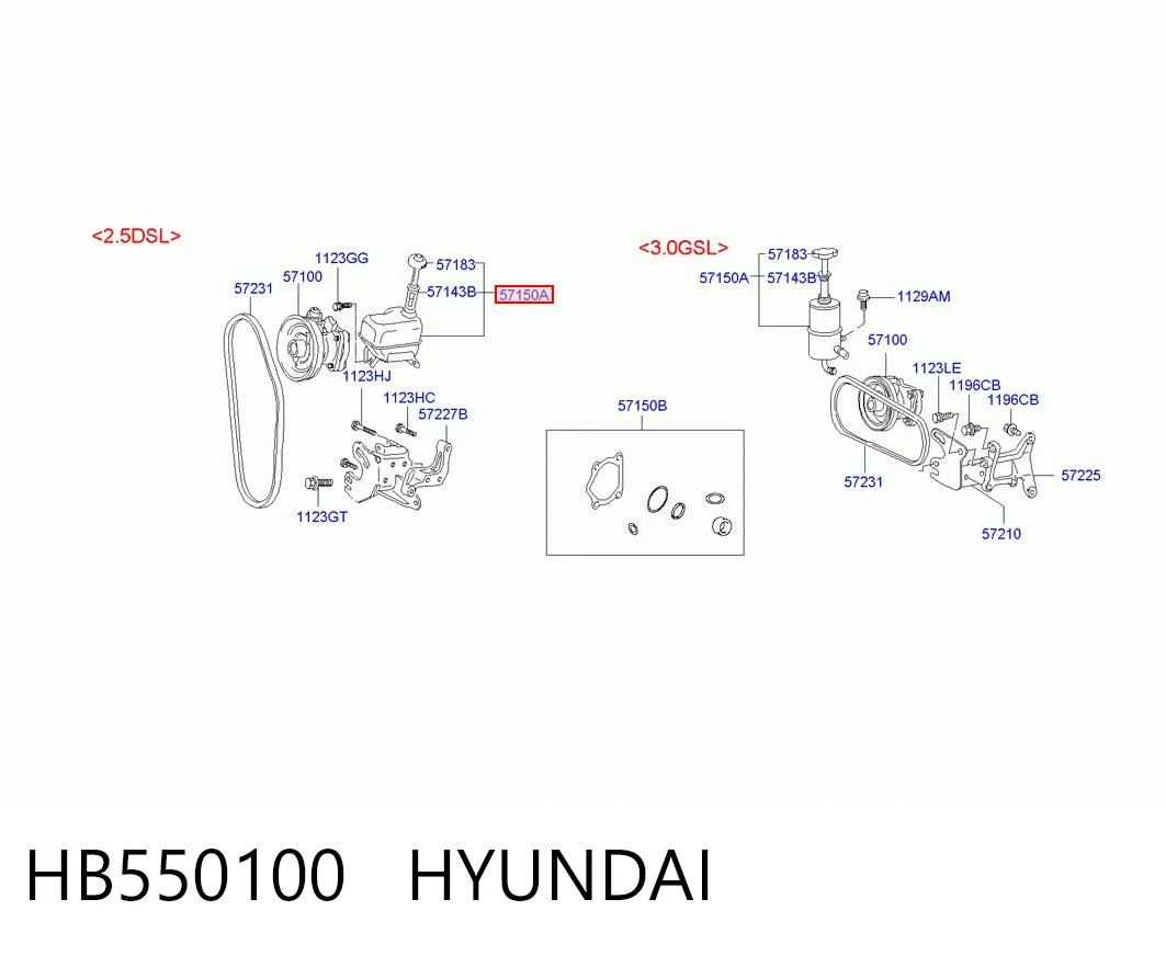 Tanque de bomba da Direção hidrâulica assistida para Hyundai Galloper  JK