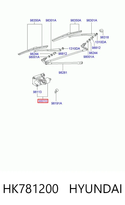  Motor de limpador pára-brisas do pára-brisas Hyundai Galloper SUV (JK) (1997 - 2003) 